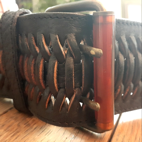 Vintage Giorgio Armani Woven Leather Belt - Picture 2 of 4